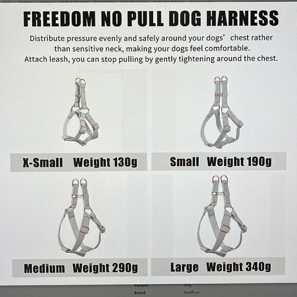 Soft Leather No Pull Dog Harness Gray/ Rose Gold Medium New! - Picture 8 of 9